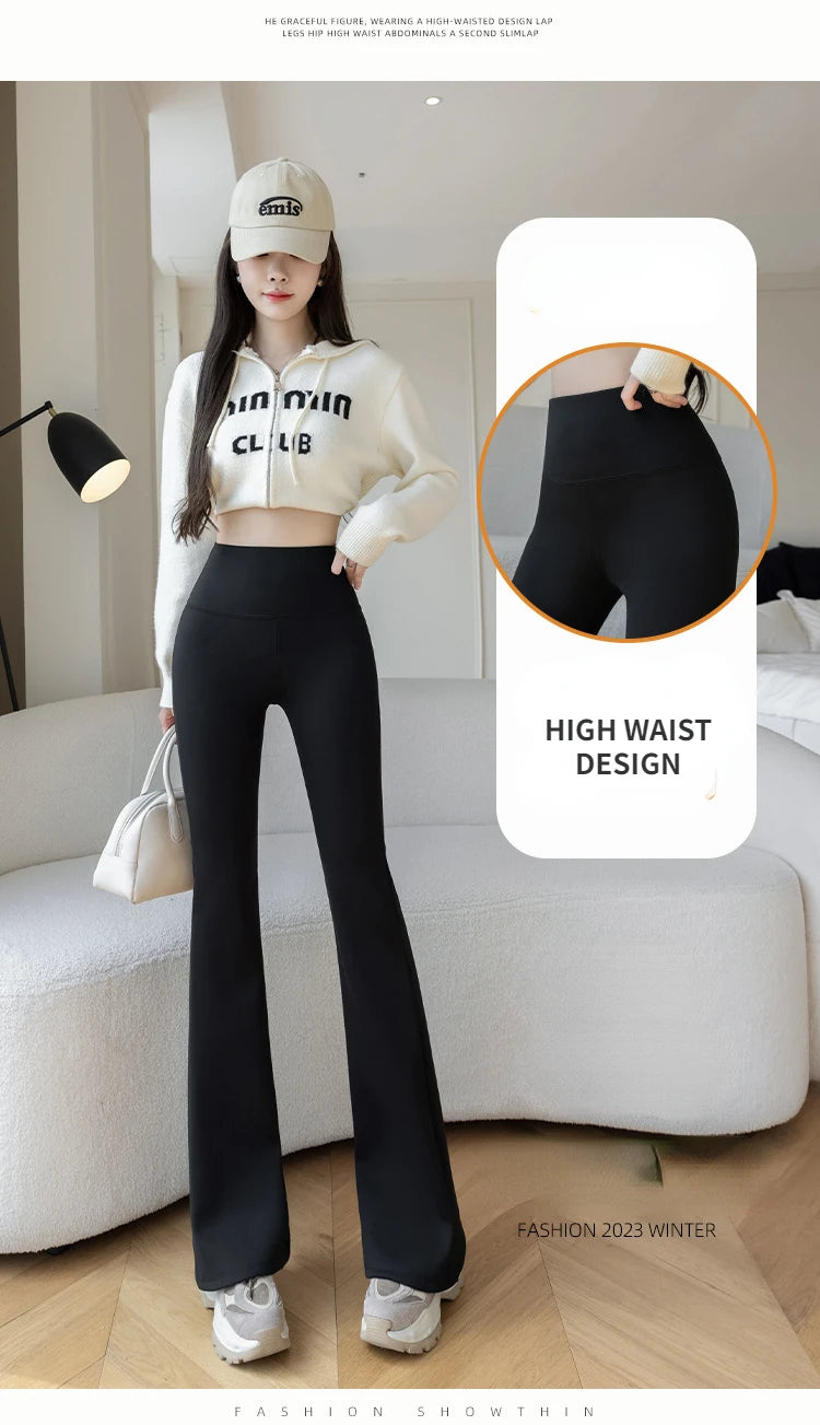 High Waist Flared Thermal Pants