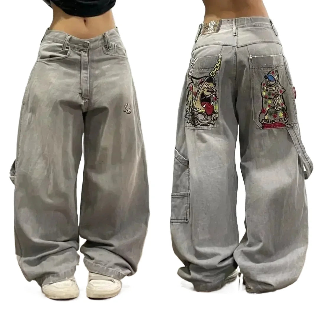 Y2K Oversized Pattern Print Jeans