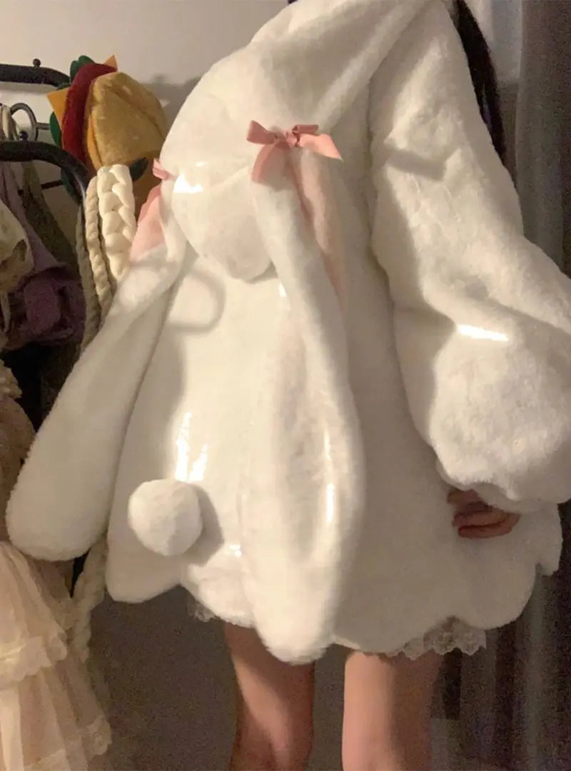 KOSAHIKI - Kawaii Patchwork Fluffy Hooded Coat