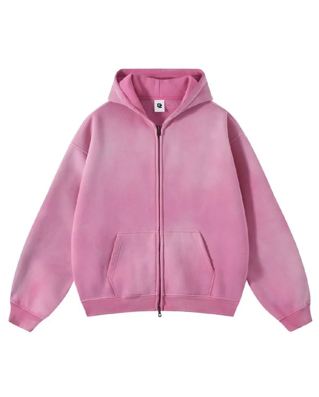 Gradient Solid Color Hooded Zipper Sweatshirt