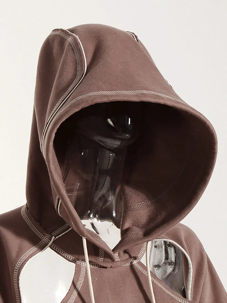 DEAT - Contrast Color Open-Line Hoodie