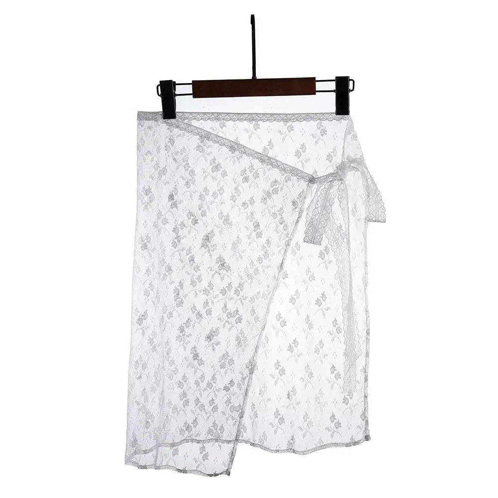 Lace Layered Gauze Skirt with Tie-Up 