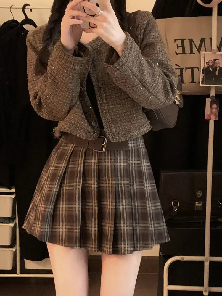 Plaid Pleated Skirt