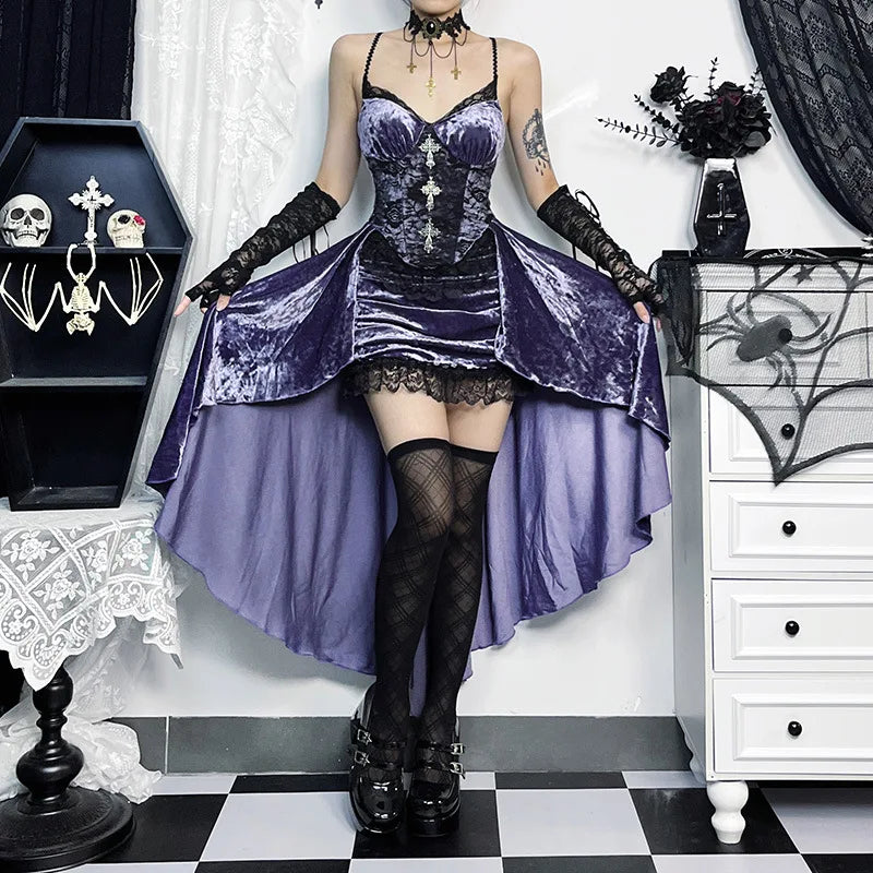 Goth Dark - Velvet A-Line Dress