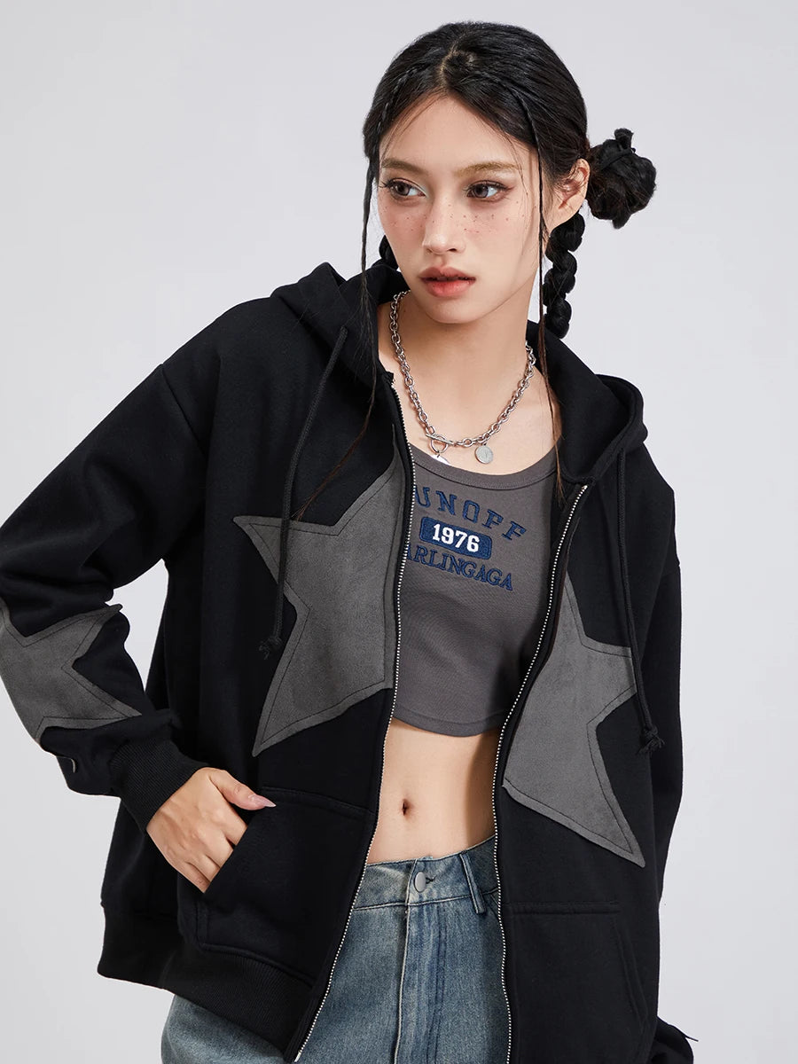 hirigin - Star Print Zip-Up Hoodie