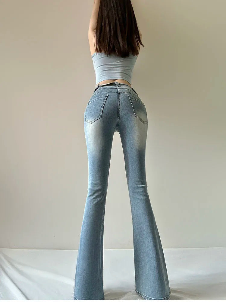 Flare Jeans - Skinny High-Waist Bell Bottom Pants 