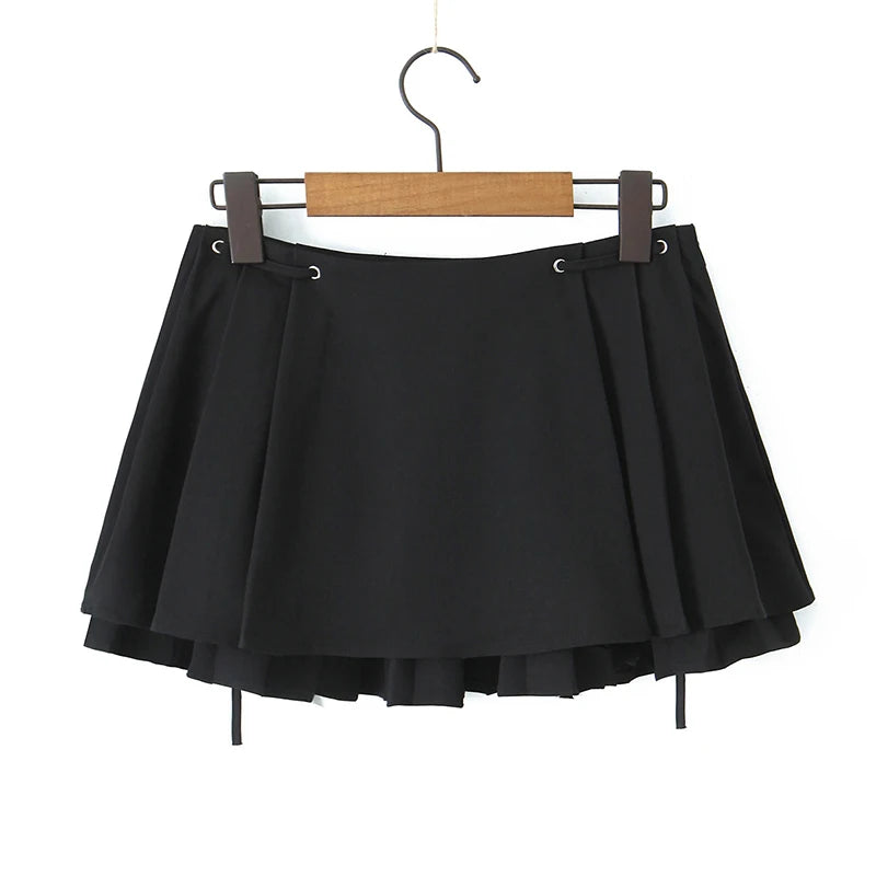 Chu Sau - Sweet Bow Tie Low-Waist Mini Skirt