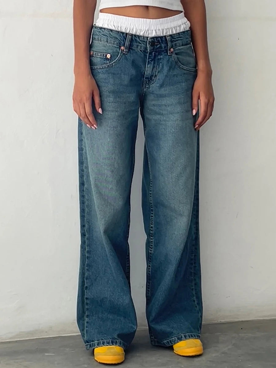 hirigin - Y2K Vintage Low Rise Baggy Jeans