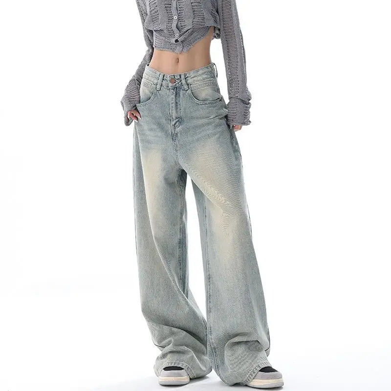 EOTVOTEE - Vintage high-waist straight jeans