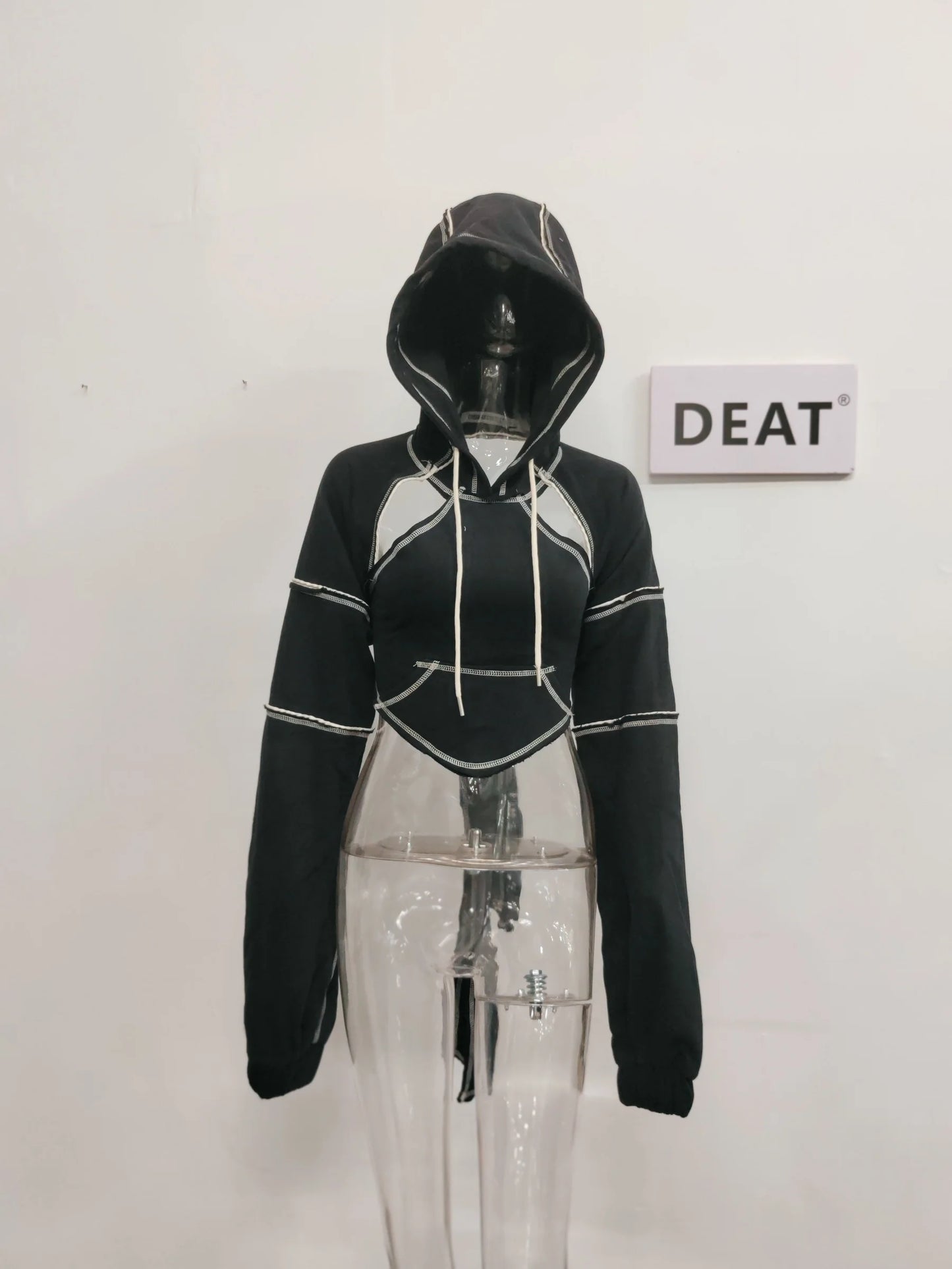 DEAT - Contrast Color Open-Line Hoodie