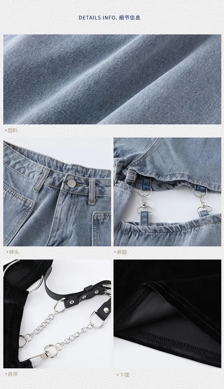 High-Waist Splicing Jeans - Detachable