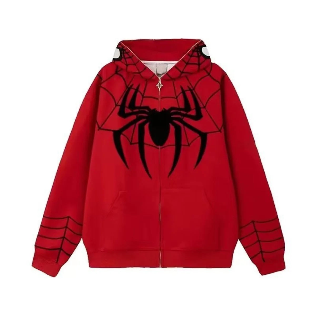 Spider Print Zip Up Hoodie