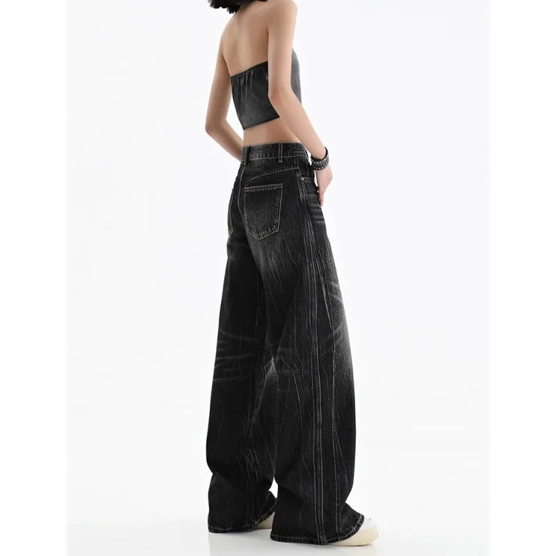 Black Women's Jeans - Vintage Baggy Wide Leg