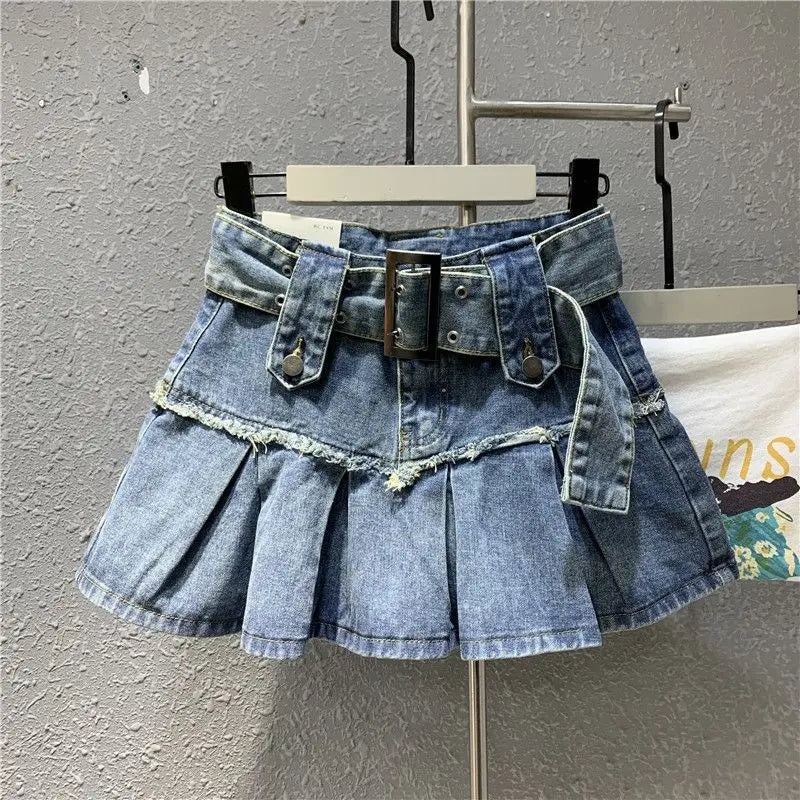 Rebicco - Patchwork Pleated Denim Skirt