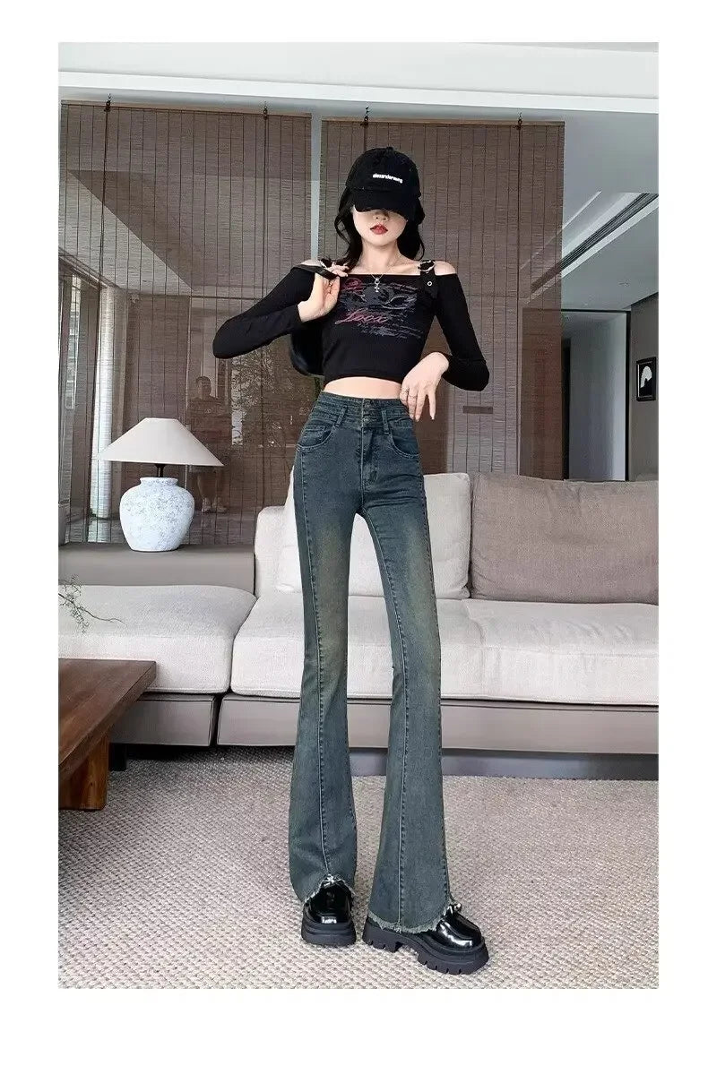 Vintage High-Waisted Bootcut Pants - Slimming and Versatile 