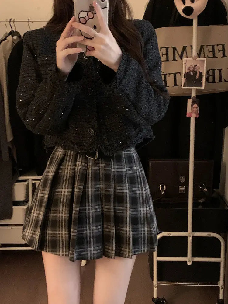 Plaid Pleated Skirt