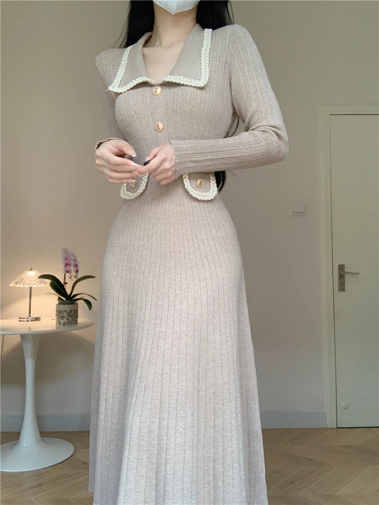 French Knitted A-Line Dress