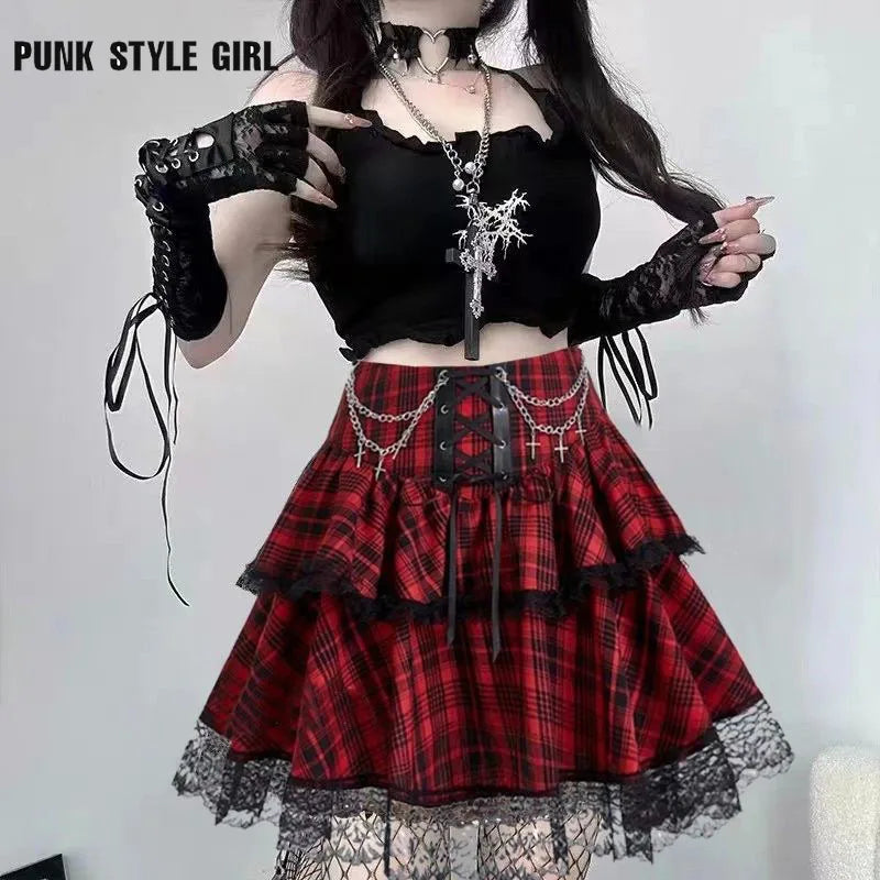 Plaid Punk Rock Y2K Mini Skirt