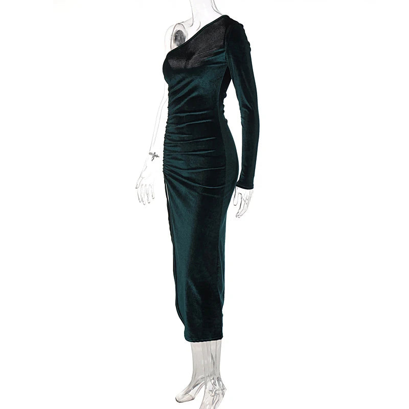 Dozw - Elegant Velvet Bodycon Midi Dress