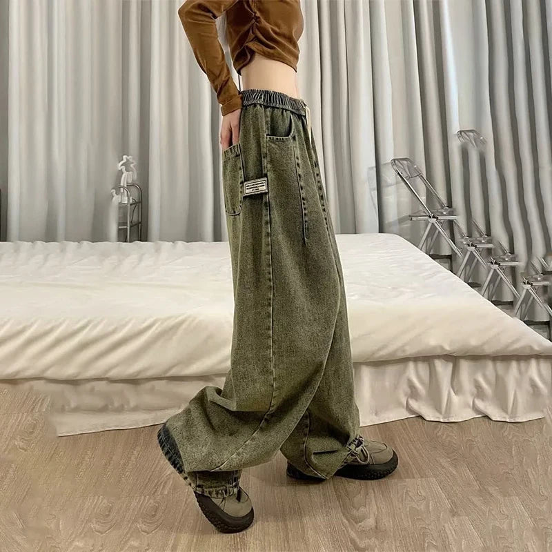 Baggy Wide-Leg Cargo Jeans - Vintage Streetwear Style