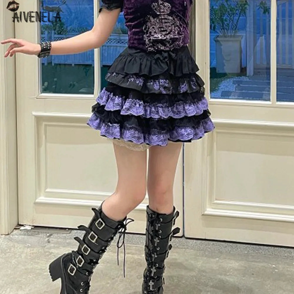 Aivenela - Lolita Gothic Layered Skirt