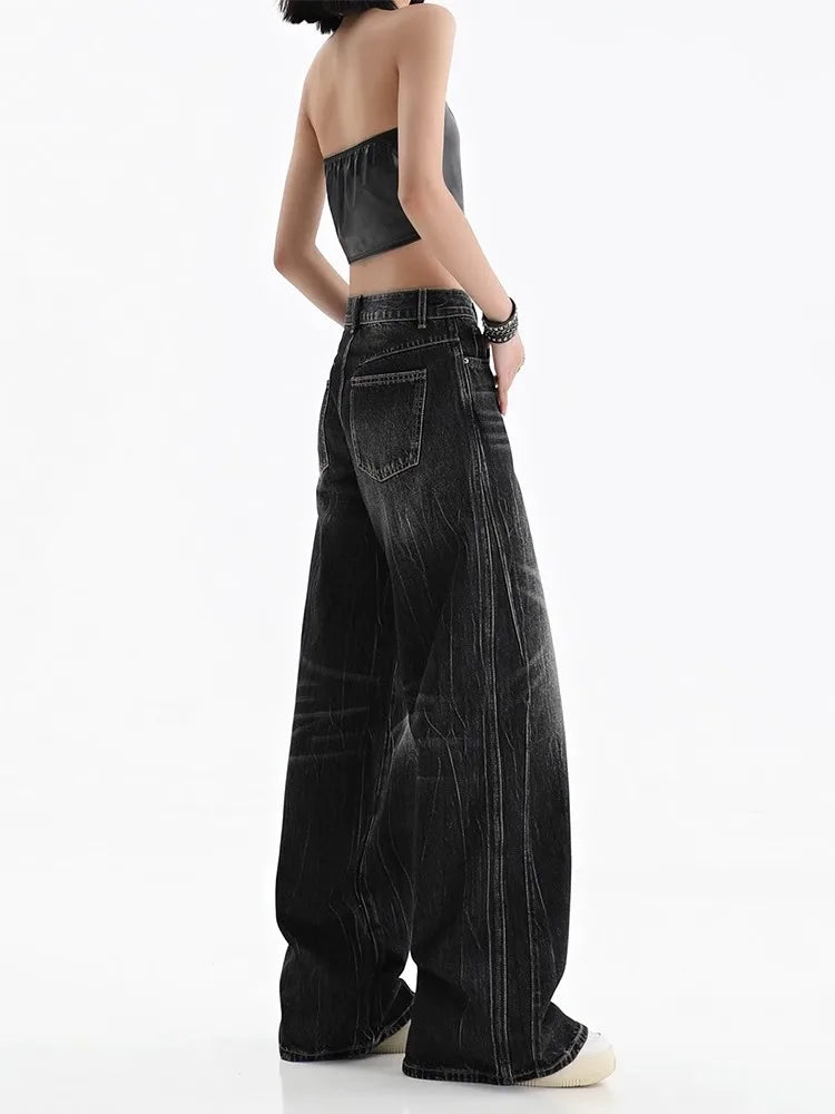 Black Women's Jeans - Vintage Baggy Wide Leg