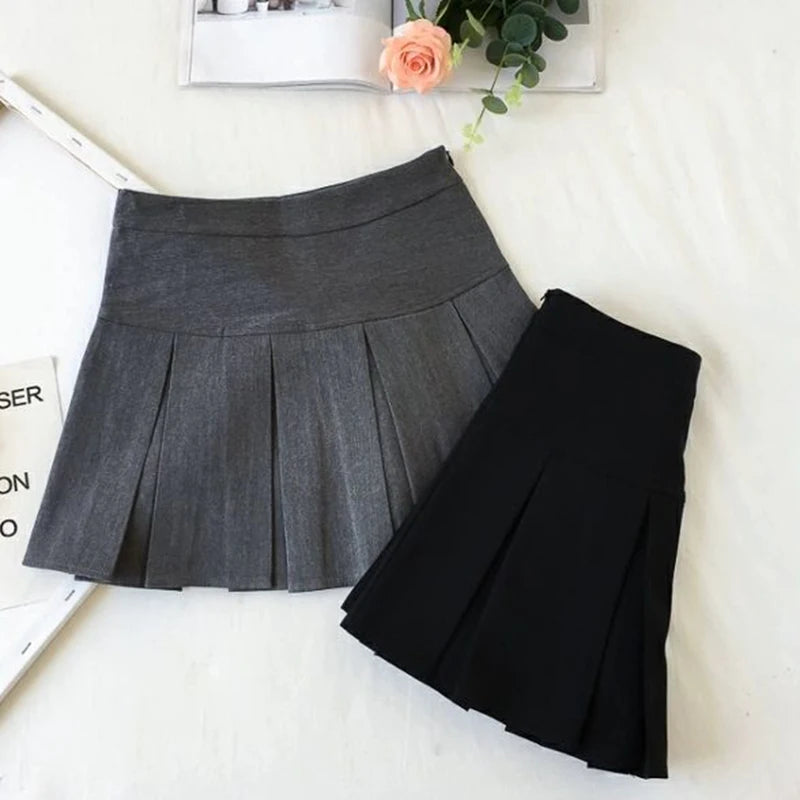 ZOKI - Vintage Gray Pleated Skirt