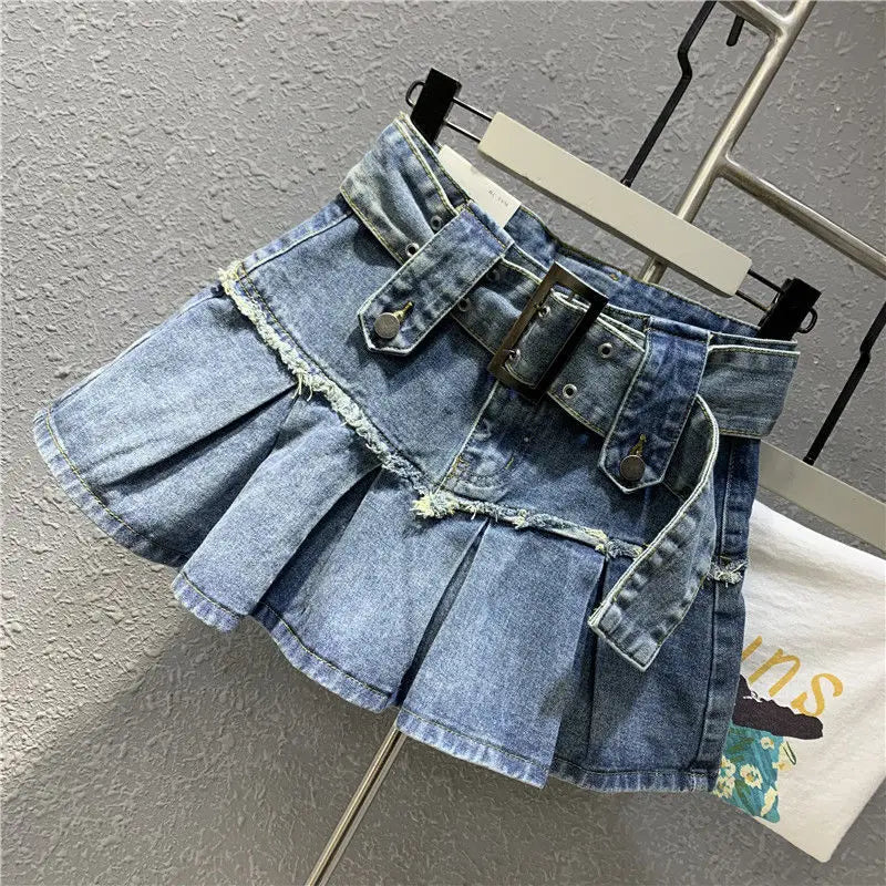 Rebicco - Patchwork Pleated Denim Skirt