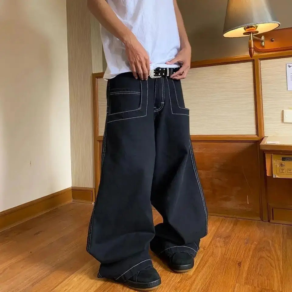 HOUZHOU - Y2K Oversized Black Baggy Jeans