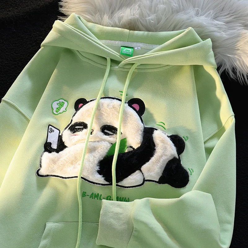 Winter Kawaii Panda Hoodie - Fleece Hooded Sweatshirt for Couples