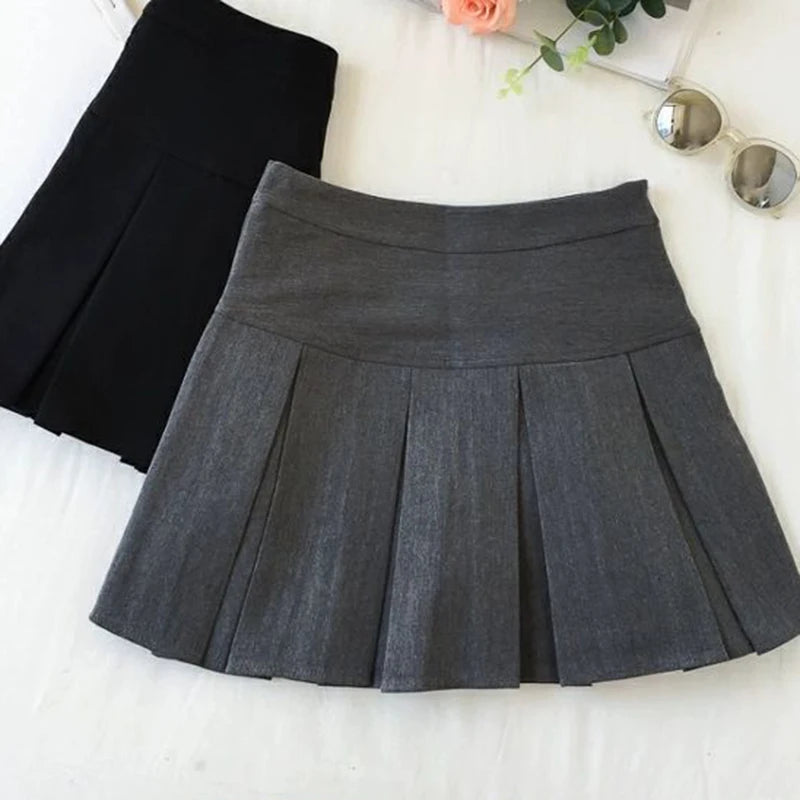 ZOKI - Vintage Gray Pleated Skirt