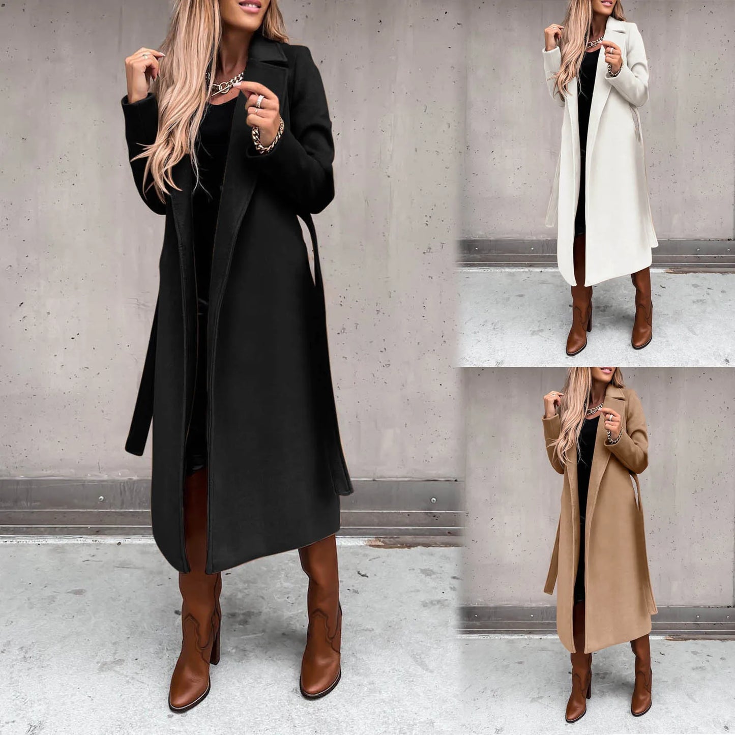 ZOMAXIUJEE - Faux Wool Trench Coat 