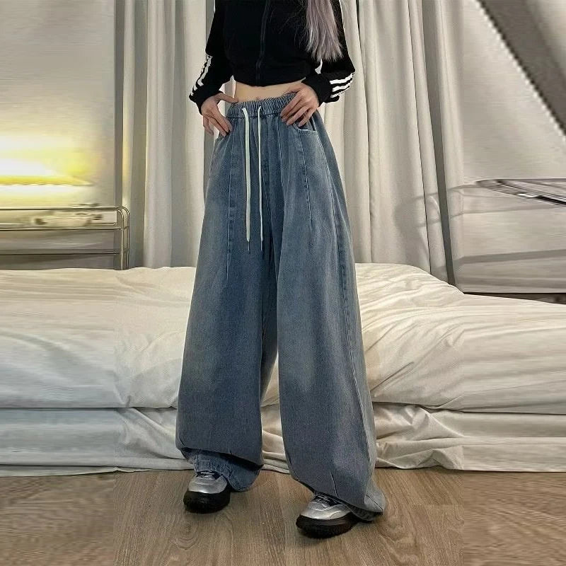 Baggy Wide-Leg Cargo Jeans - Vintage Streetwear Style