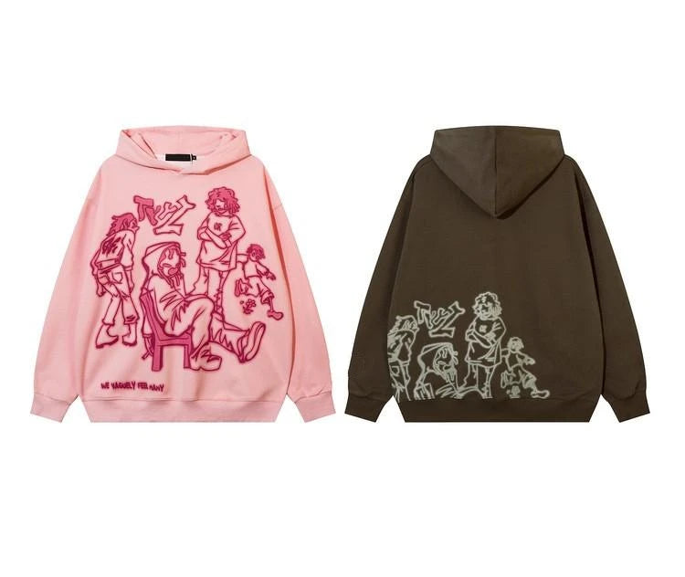 Hizilent - Y2K Streetwear Pink Hoodie