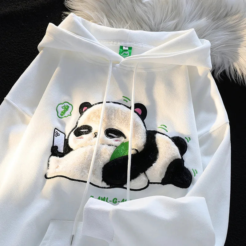 Winter Kawaii Panda Hoodie - Fleece Hooded Sweatshirt for Couples