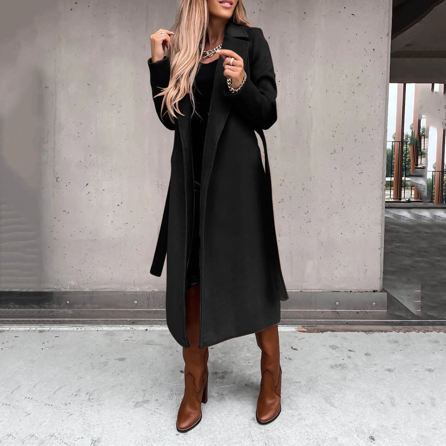 ZOMAXIUJEE - Faux Wool Trench Coat 