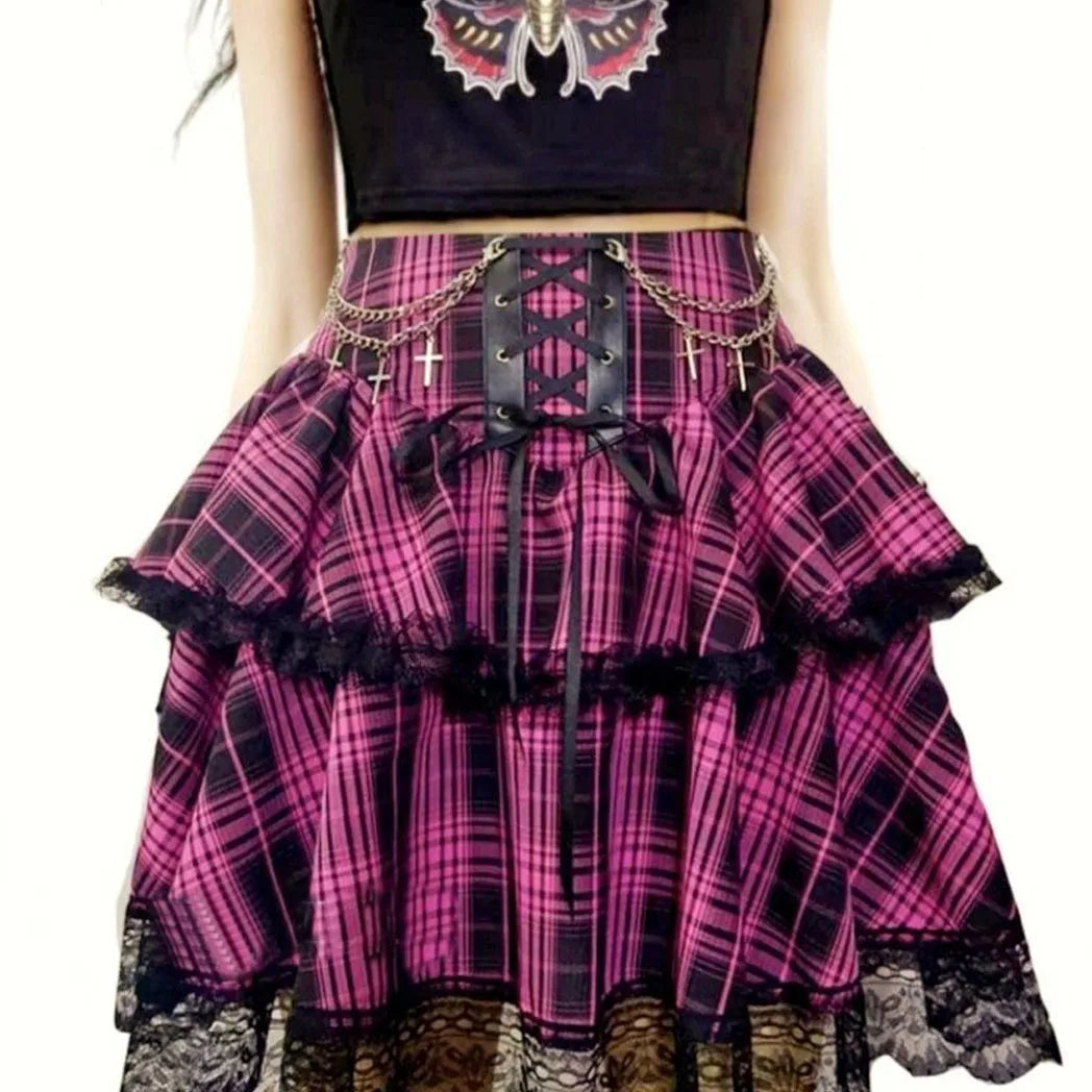 Plaid Punk Rock Y2K Mini Skirt