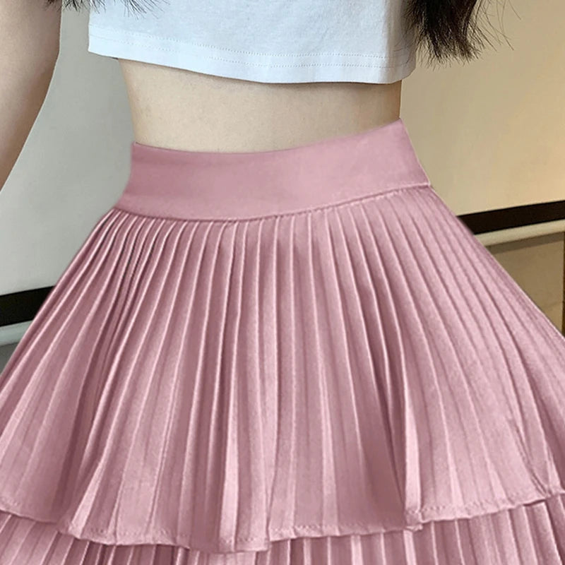 Double-Layered High-Waist A-Line Mini Cake Skirt 