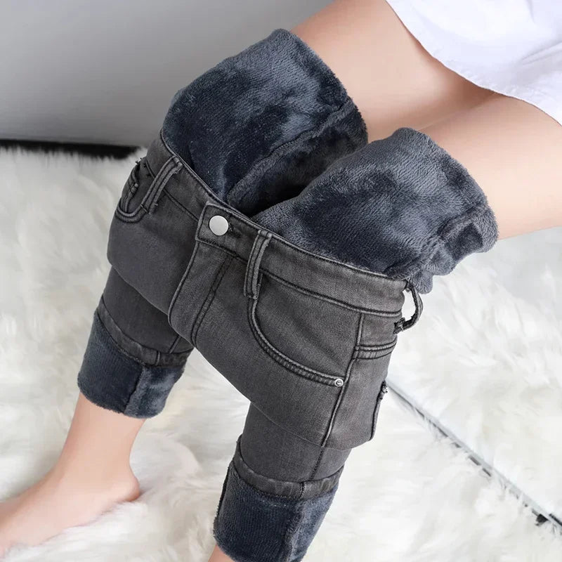 ZOENOVA - Fleece Velvet Elastic Jeans