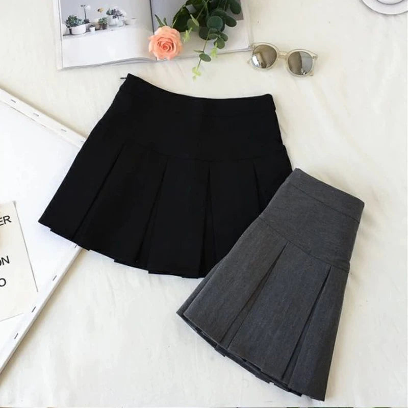 ZOKI - Vintage Gray Pleated Skirt