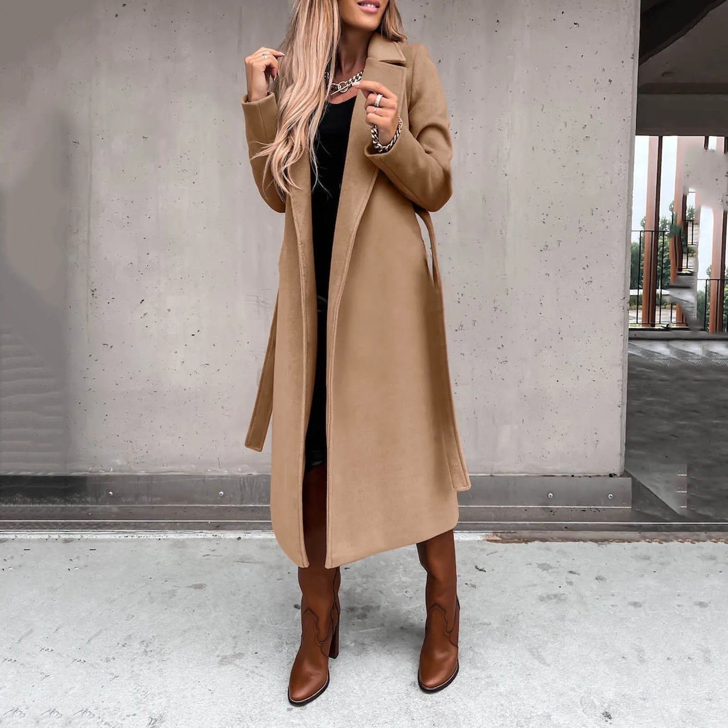 ZOMAXIUJEE - Faux Wool Trench Coat 