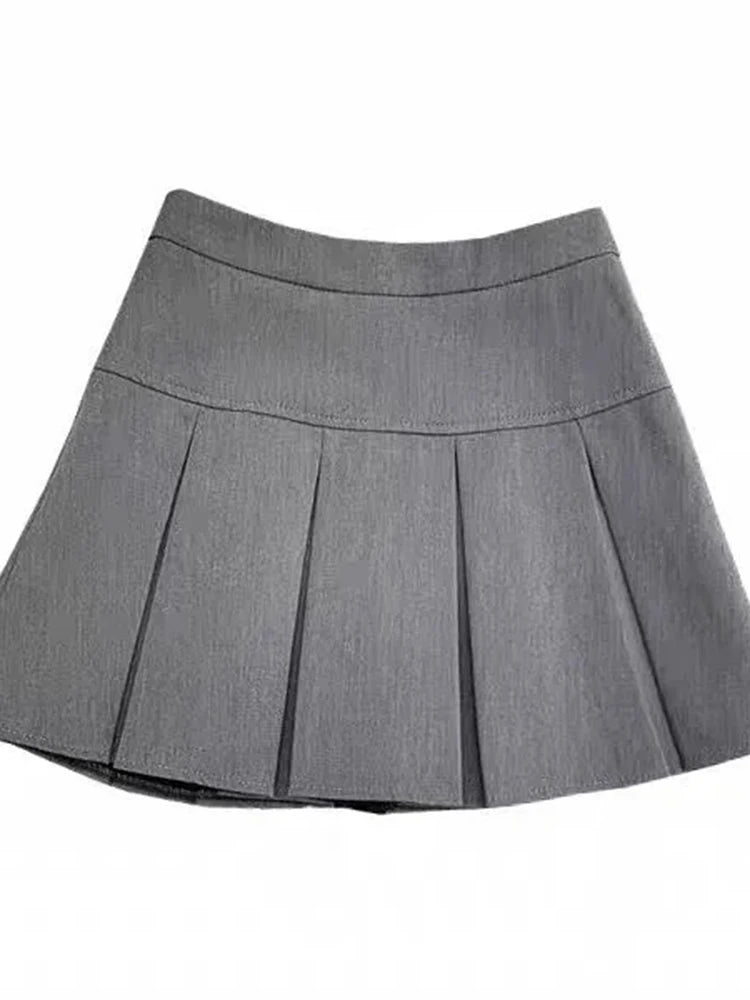 ZOKI - Vintage Gray Pleated Skirt