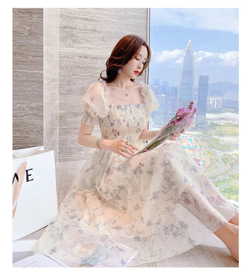 Zoki - Elegant Floral Chiffon Party Dress