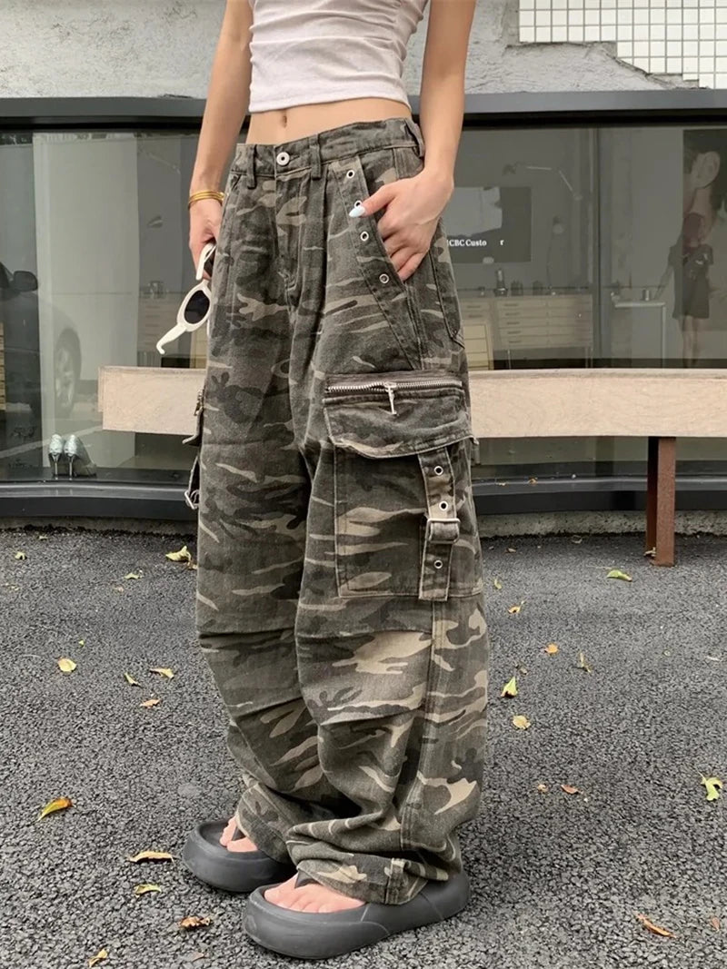 Camouflage Wide Leg Jeans