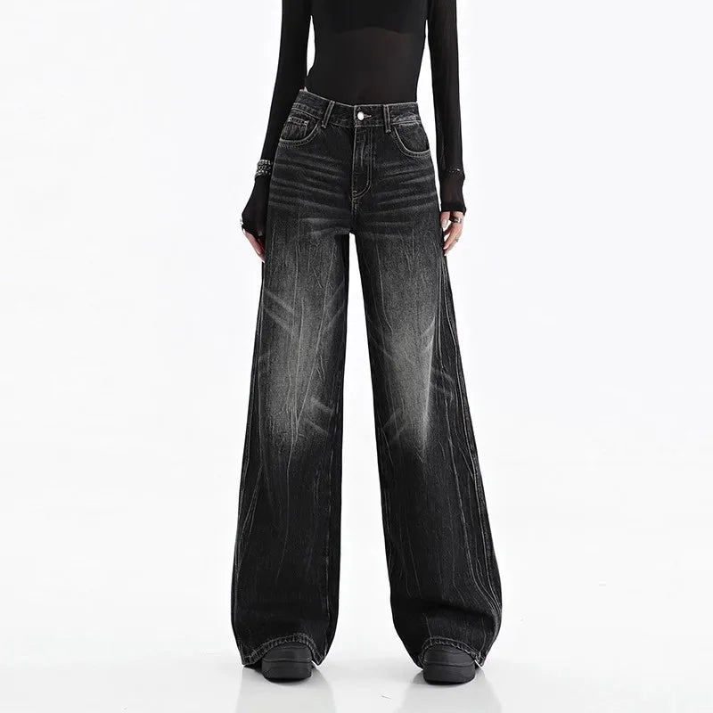 Black Women's Jeans - Vintage Baggy Wide Leg