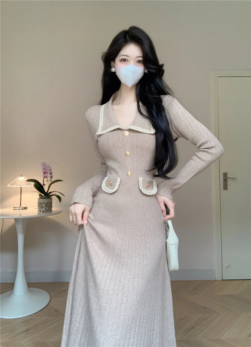 French Knitted A-Line Dress