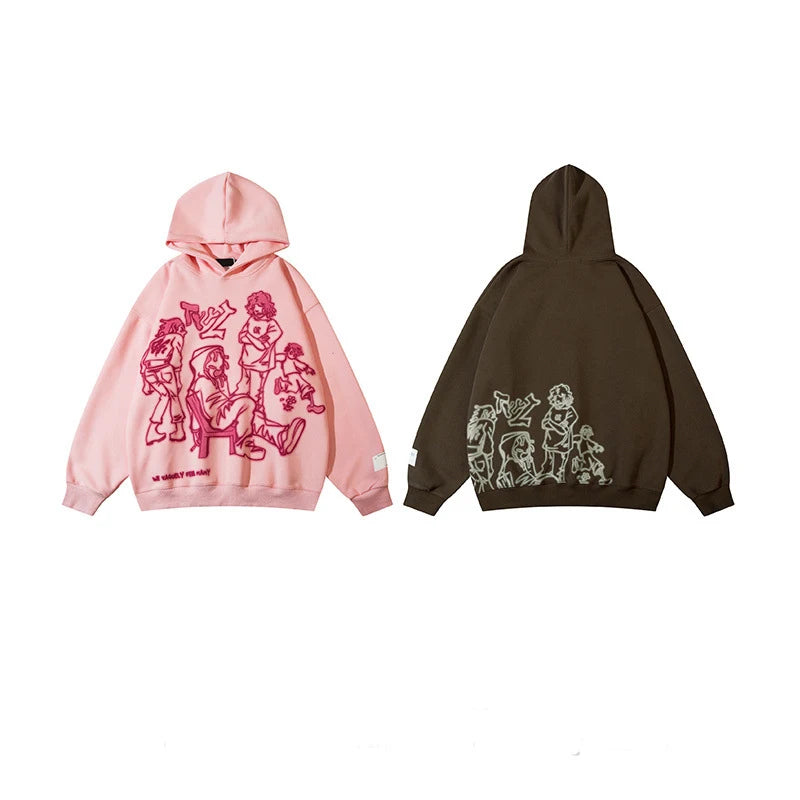 Hizilent - Y2K Streetwear Pink Hoodie