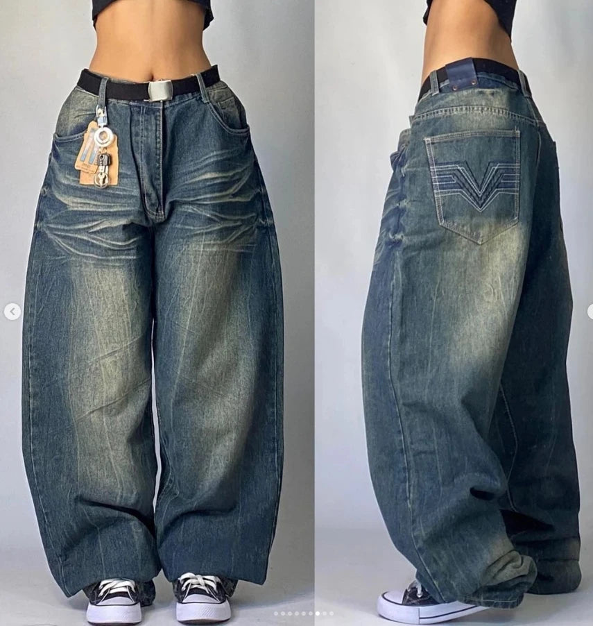 Y2K Oversized Pattern Print Jeans