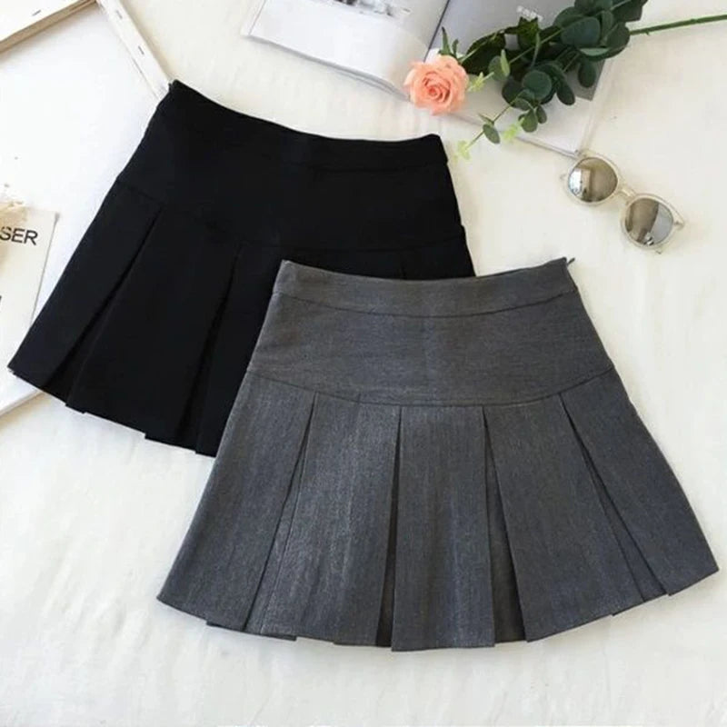 ZOKI - Vintage Gray Pleated Skirt