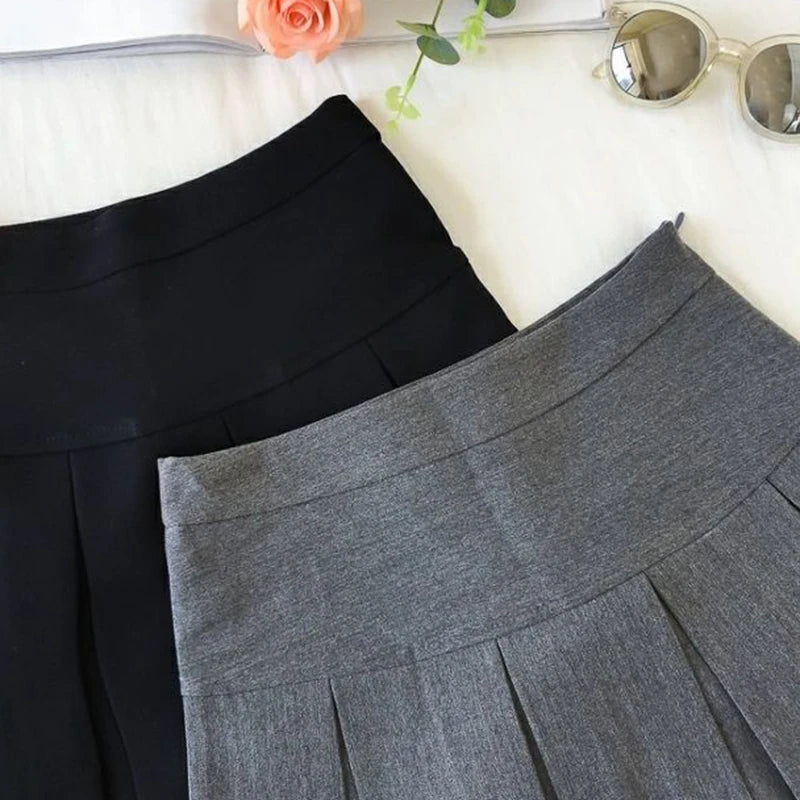 ZOKI - Vintage Gray Pleated Skirt